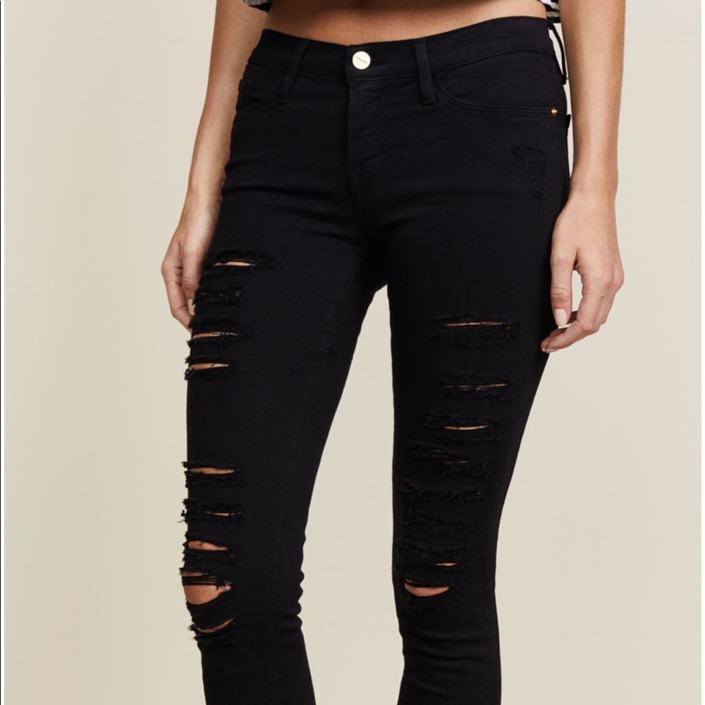 Frame denim le skinny ripped jeans